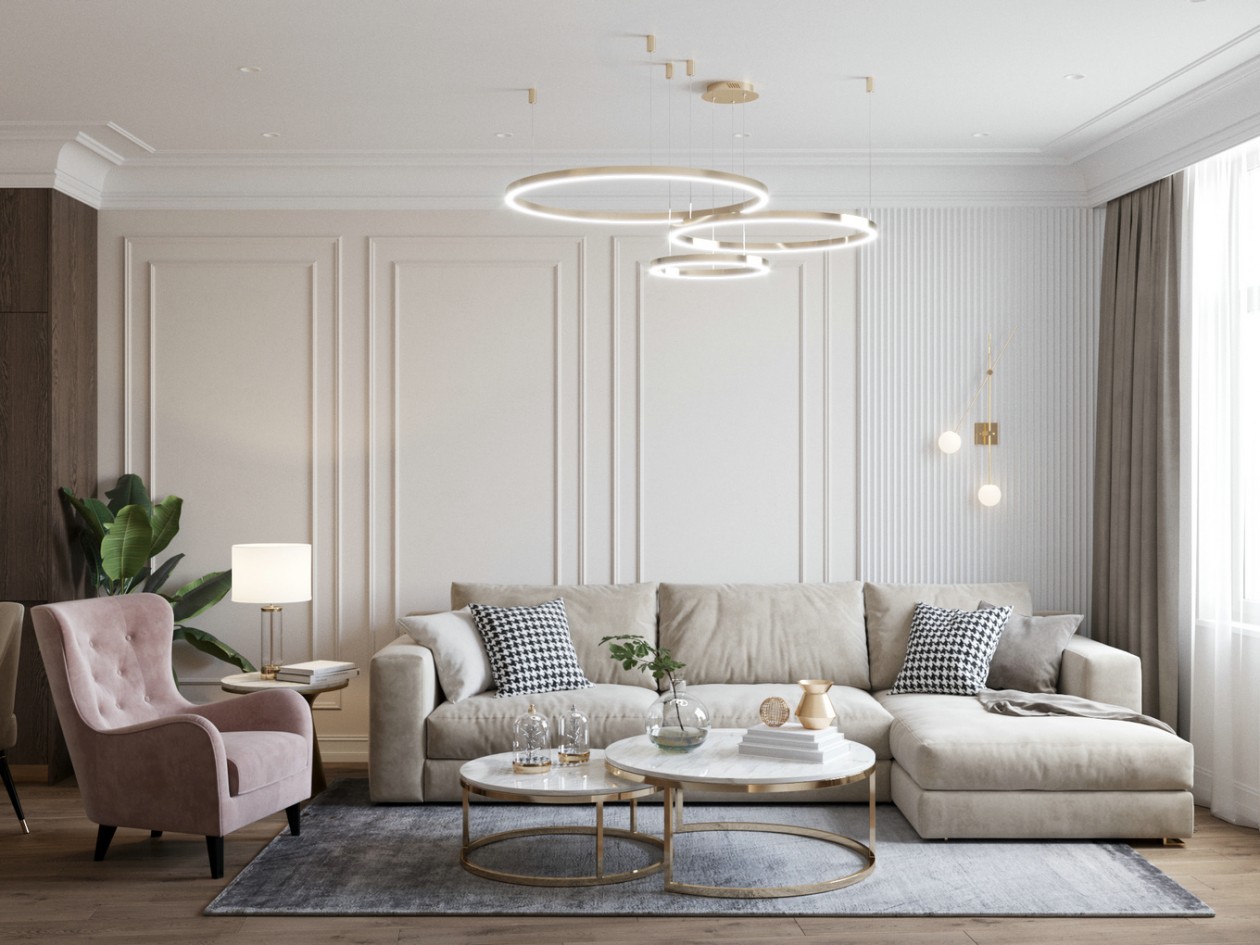 簡歐輕奢風格家裝設計室內裝修效果圖-客廳沙發背景墻 簡歐輕奢風格家裝設計室內裝修效果圖-客廳沙發背景墻