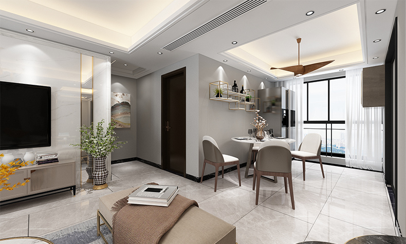 佛山市龍光天宸現代簡約風格三居室裝修案例