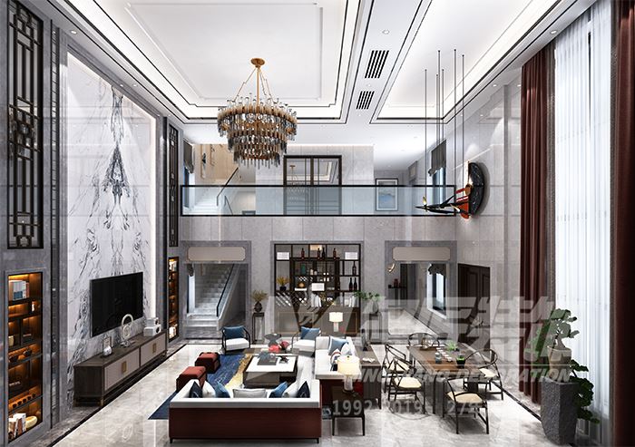 佛山市龍光天宸新中式風格四居室裝修案例